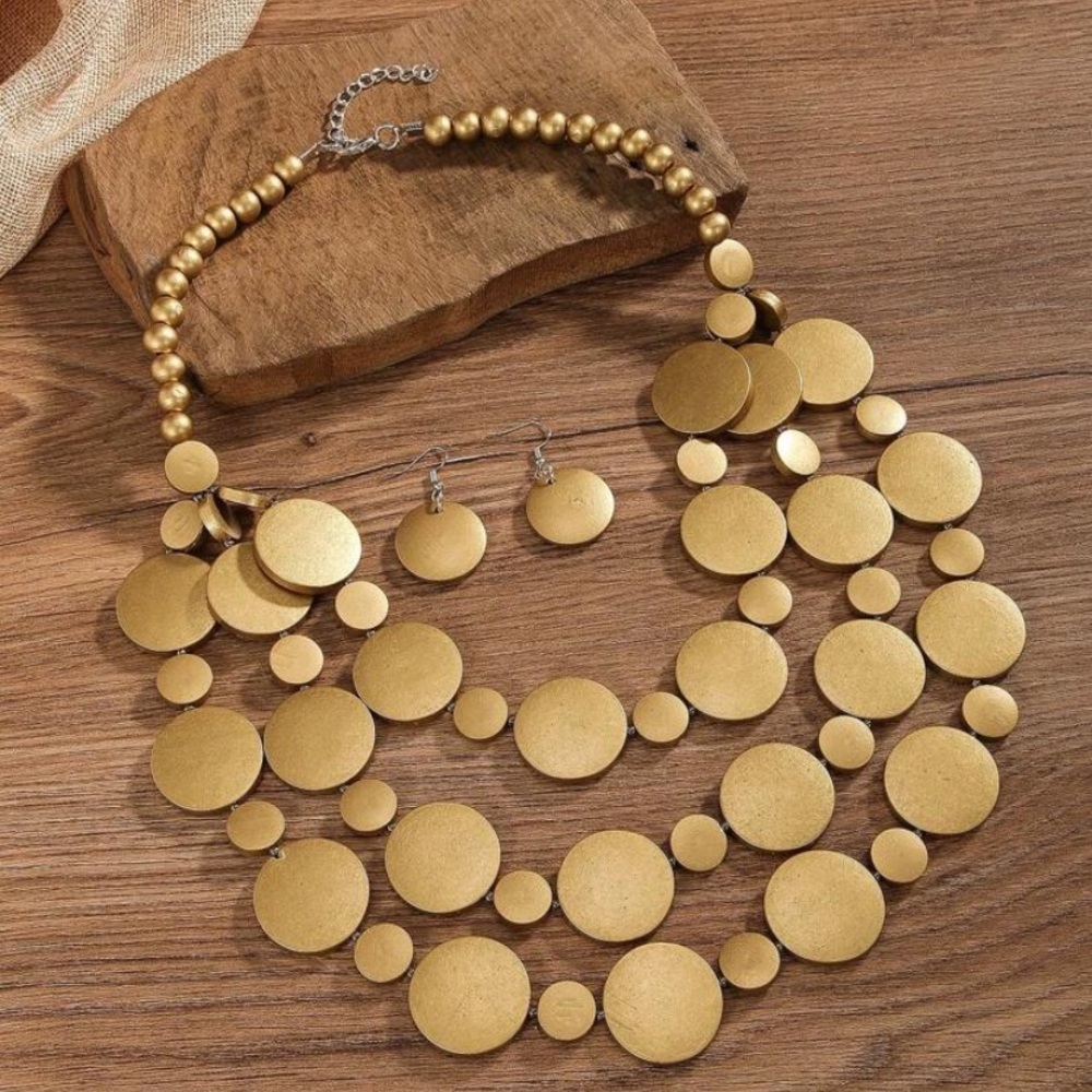 Exaggerated Multilayer Handmade Wooden Beaded Necklace